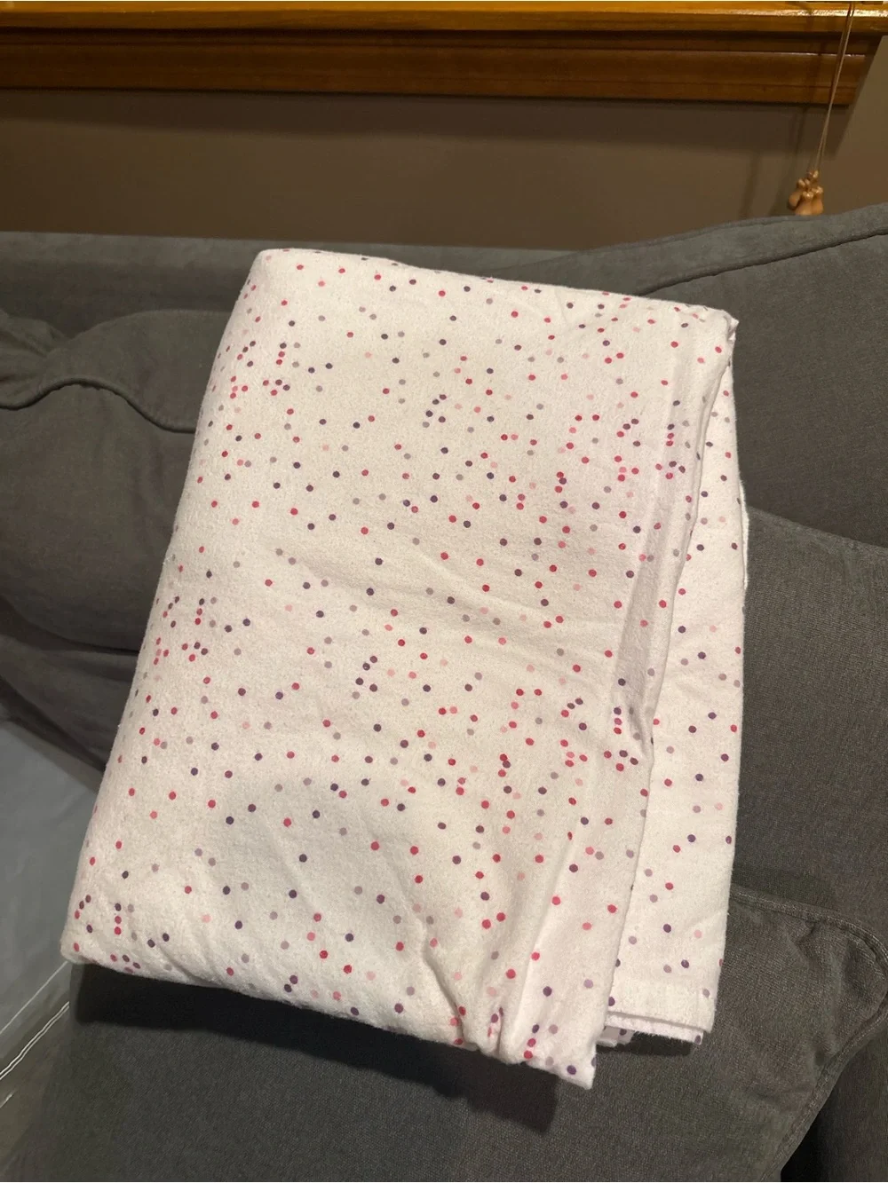 100% Cotton Pink Purple Polka Dot Flannel Sheets Twin